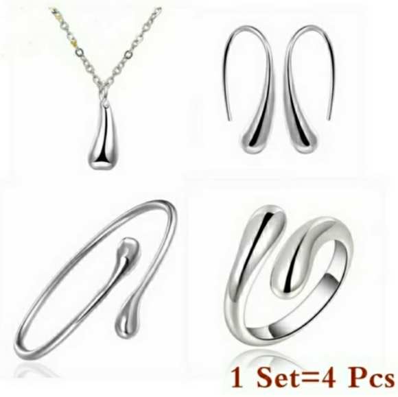 925 Sterling Silver Water Drop Tear Jewelry Set - Picture 5 of 7